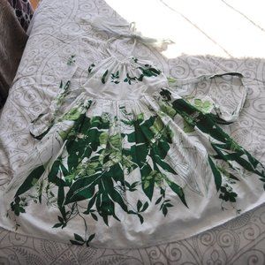 Fire Los Angeles Pattern Halter Sundress Green + White Floral S